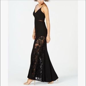 Betsy & Adam Petite formal gown black lace 4P